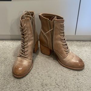 cream leather booties